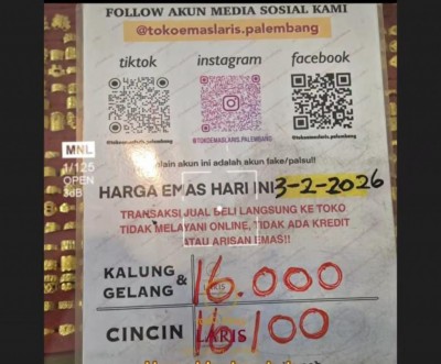 Harga Emas Perhiasan di Palembang Turun,…